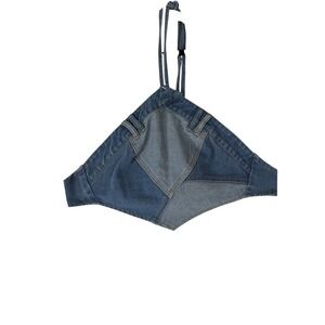 Y2K Patchwork Denim‎ Halter Top  Sz 4